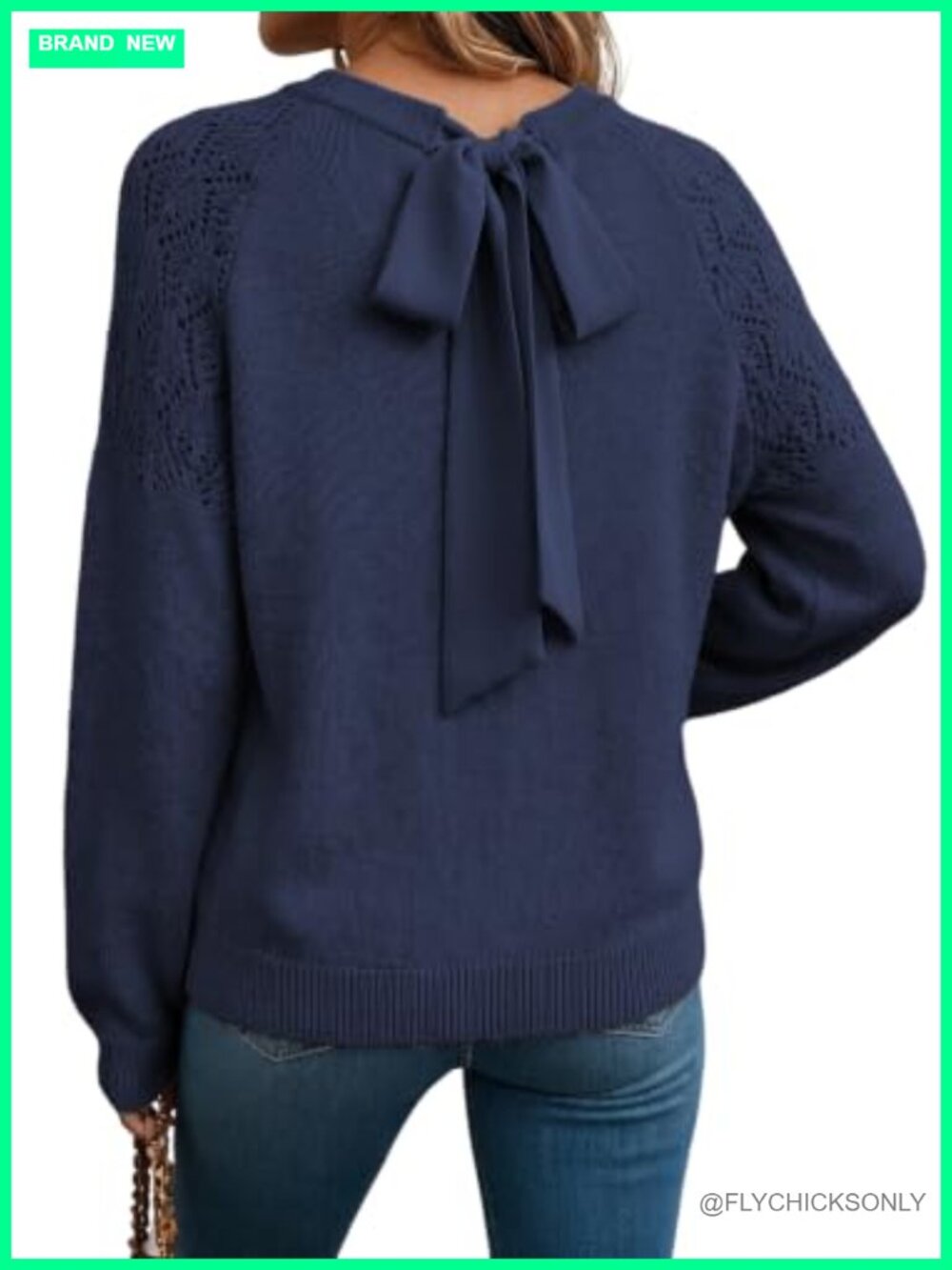 Dokotoo Women's Hollow Out Crochet Knit Sweater Pullover Crewneck Bow Knot Long